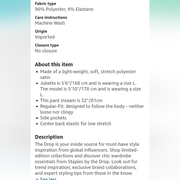 The Drop Satin Multi Print Pant by @Itsjuliettefoxx Size Large NWT Inseam 32 In - Picture 5 of 6